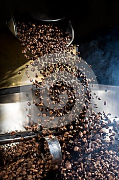 Freshly roasted coffee beans photo