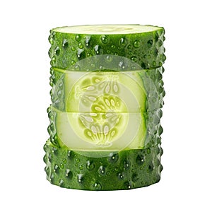 Freshly sliced cucumber stack