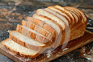 Freshly Sliced Wholegrain Bread Close-Up on Wooden Table