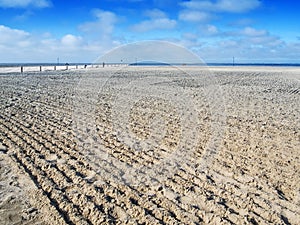 Freshly smoothed North Sea beach