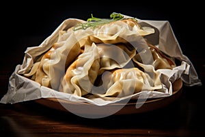 Freshly steamed dumplings on a plate