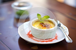 freshly torched creme brulee with caramelized top