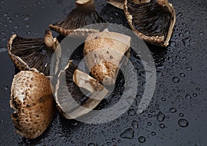 freshly washed brown mushrooms cut in quaters