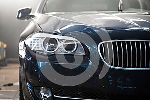 Freshly washed car at car wash.