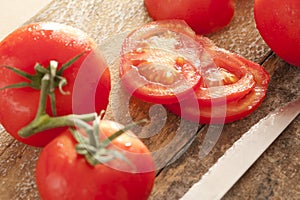 Freshly washed ripe red tomatoes