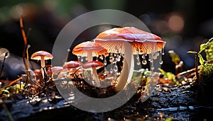 Freshness of autumn Close up of a poisonous toadstool cap generated by AI