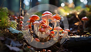 Freshness of autumn Close up of slimy toadstool on forest floor generated by AI