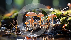 Freshness of autumn, a close up of a slimy toadstool generated by AI