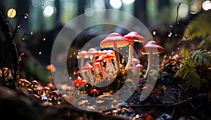 Freshness of autumn, a close up of a slimy toadstool generated by AI