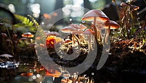 Freshness of autumn, a close up of a slimy toadstool generated by AI