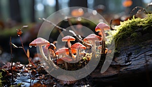 Freshness of autumn edible mushroom growth in uncultivated forest generated by AI