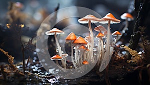 Freshness of autumn edible mushroom growth in uncultivated forest generated by AI