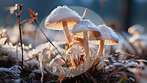 Freshness of autumn edible toadstool growth in uncultivated forest generated by AI