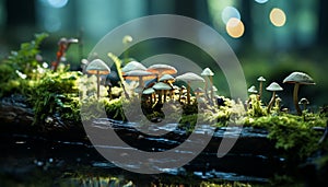 Freshness of autumn nature beauty in a slimy toadstool generated by AI
