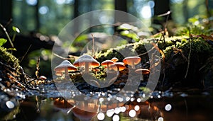 Freshness of autumn nature beauty in a slimy toadstool generated by AI