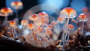 Freshness of autumn, a poisonous toadstool grows in uncultivated forest generated by AI