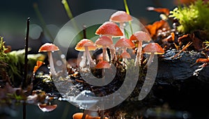 Freshness of autumn toadstool growth in uncultivated forest generated by AI
