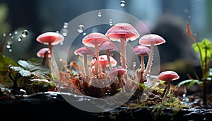 Freshness of autumn wet toadstool growth in uncultivated forest generated by AI