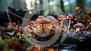 Freshness and beauty in nature autumn organic growth of toadstools generated by AI