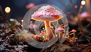 Freshness and beauty in nature close up of a yellow toadstool generated by AI