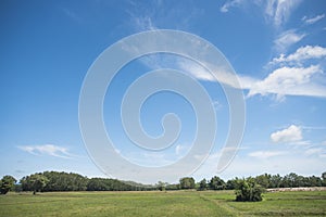 Blue sky and white clouds.