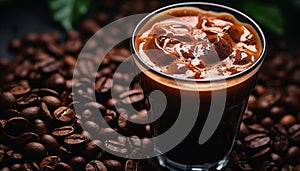 Freshness in a cup coffee, chocolate, and creamy aroma generated by AI