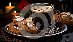 Freshness in a cup coffee, chocolate, gourmet, heat, liquid, sweet generated by AI