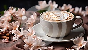 Freshness in a cup, coffee heat brings nature aroma generated by AI