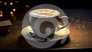 Freshness in a cup, heat and aroma, coffee shop relaxation generated by AI