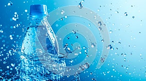 Freshness exploding: water bottle splash