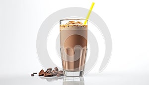 Freshness in a glass chocolate milkshake, coffee, whipped cream generated by AI