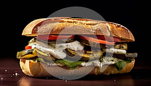 Freshness and gourmet meal grilled ciabatta sandwich with healthy vegetables generated by AI