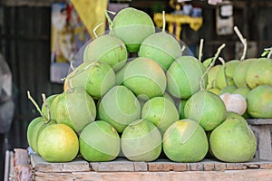 Freshness green grapefruit are selling at market