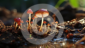 Freshness and growth in uncultivated forest, edible mushrooms in autumn generated by AI