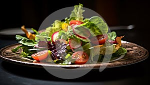 Freshness and health on a plate of gourmet salad generated by AI