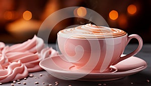 Freshness and heat in a close up of a coffee cup generated by AI