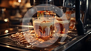 Freshness and heat in a close up of a frothy coffee drink generated by AI