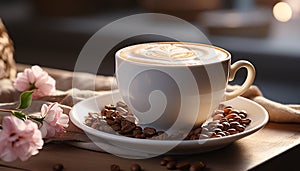 Freshness and heat in a cup, a coffee lover delight generated by AI