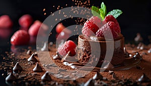 Freshness and indulgence in a gourmet dessert of chocolate mousse