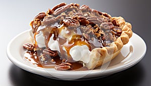 Freshness and indulgence on a plate, sweet pie temptation generated by AI