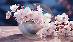 Freshness of nature in a bouquet, pink blossoms on a branch generated by AI