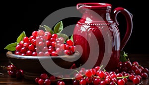 Freshness and nature in a bowl of ripe berries generated by AI