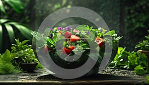 Freshness and nature in a healthy vegetarian salad bowl