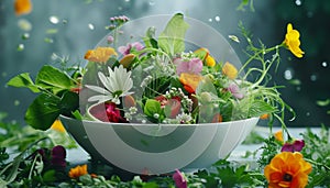Freshness and nature in a healthy vegetarian salad bowl