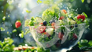 Freshness and nature in a healthy vegetarian salad bowl