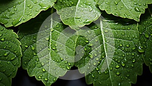Freshness of nature wet leaf, green growth, vibrant summer generated by AI