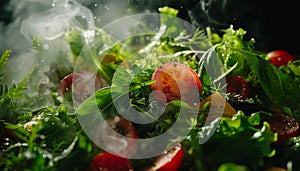 Freshness of organic vegetables in a healthy summer salad