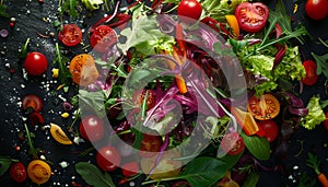 Freshness of organic vegetables in a healthy summer salad