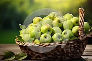 Freshness personified a basket holds an abundance of crisp and succulent green apples