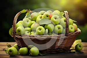 Freshness personified a basket holds an abundance of crisp and succulent green apples